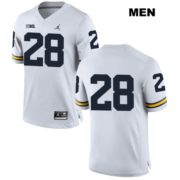 Men's NCAA Michigan Wolverines Austin Brenner #28 No Name White Jordan Brand Authentic Stitched Football College Jersey TO25M00SJ